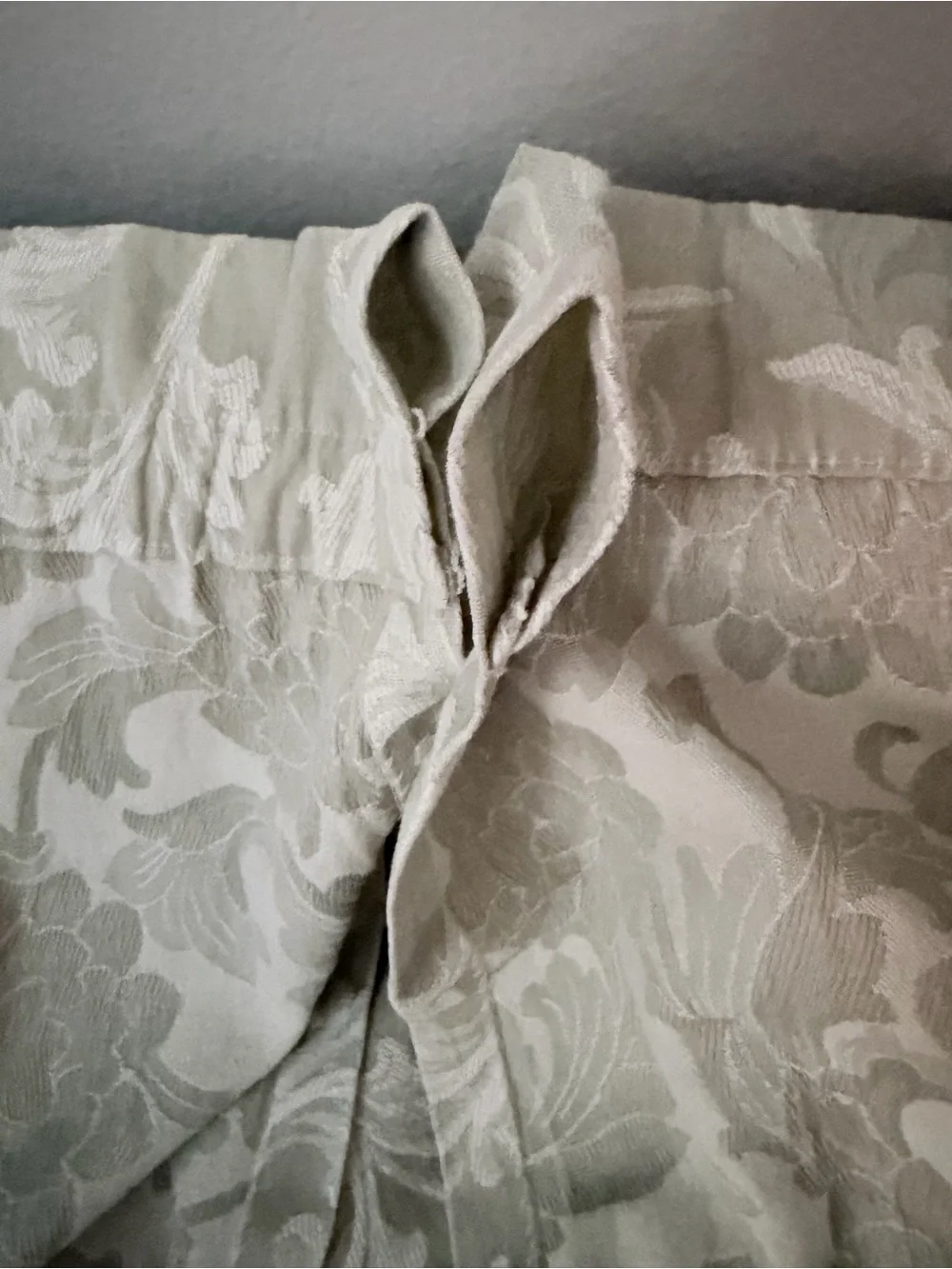 Sage Green and Cream Floral Jacquard Drapery Panel
